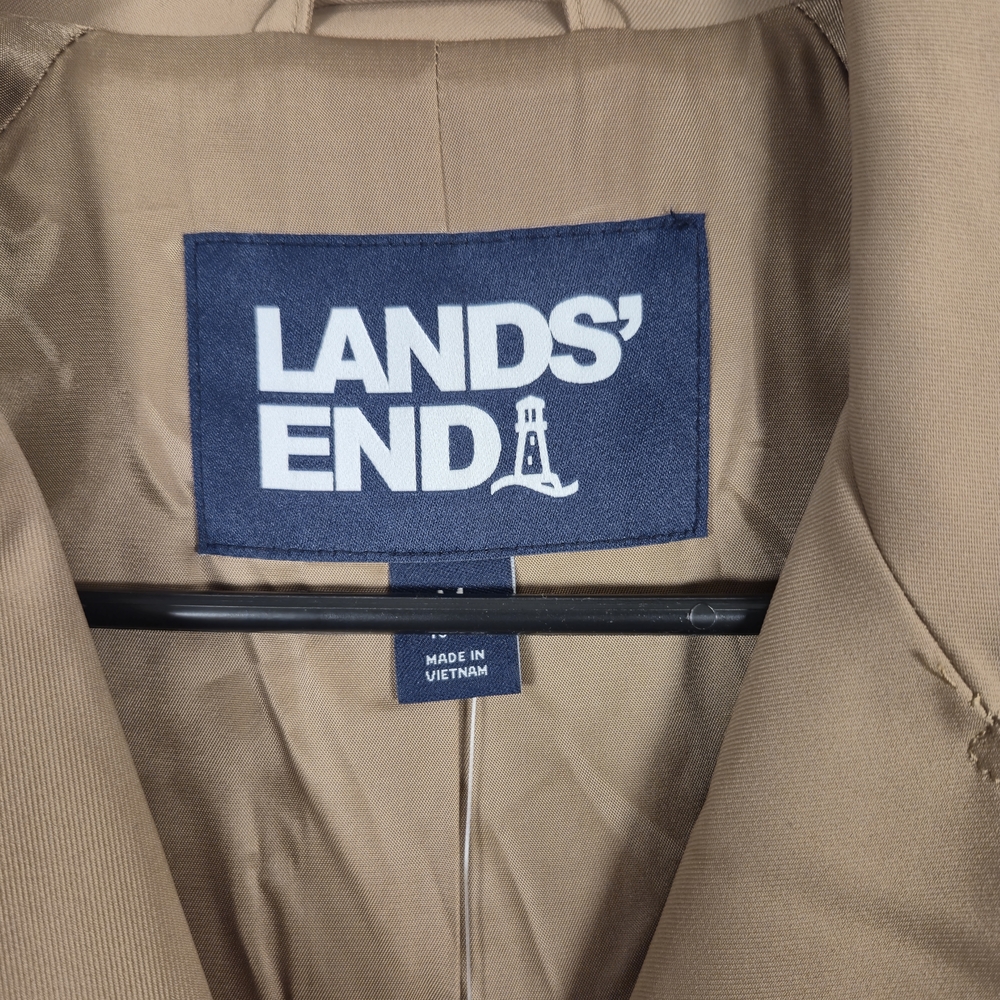 Lands' End Tan Short Trench Coat M Dark Academia Eclectic Grandpa NEW - Picture 5 of 6